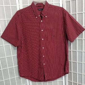 Nautica Mens Red‎ Plaid Button Down Short Sleeve Shirt XL